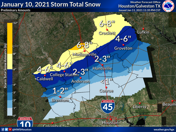 Jan. 10, 2021 Storm Total Snow